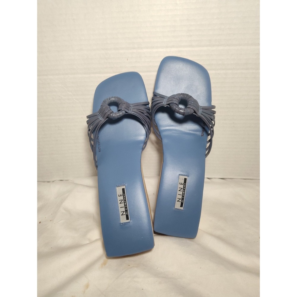 NIB Nine & Co Sea Blue Houghton Leather Wedge Strappy Sandals 8M New Old Stock - Picture 7 of 9